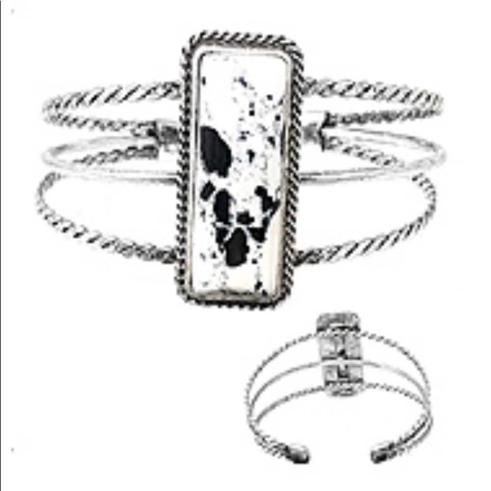 Black and white metal bracelet